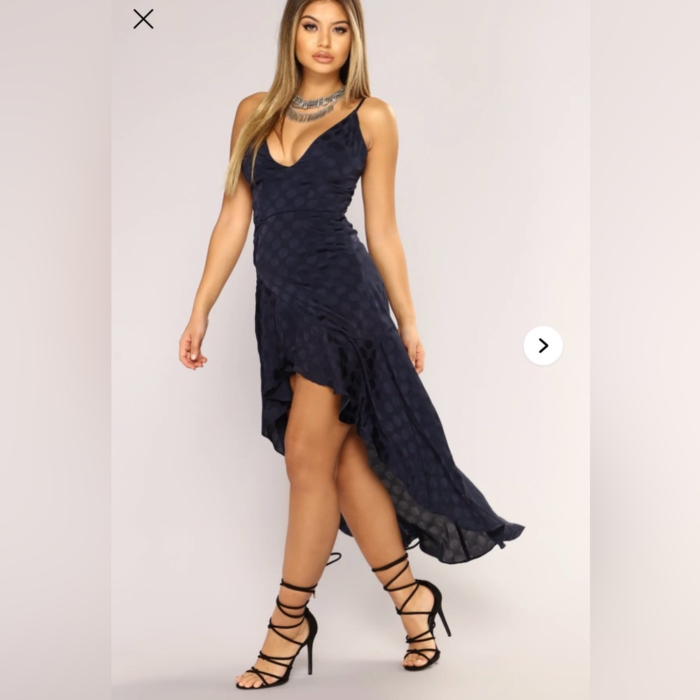 Fashion Nova Blue Pleated High Low Sundress